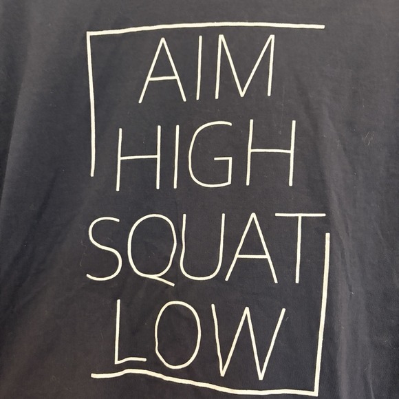 To The Market Aim High Squat Low Graphic Long Sleeve Tee Large Black And White - Picture 2 of 7